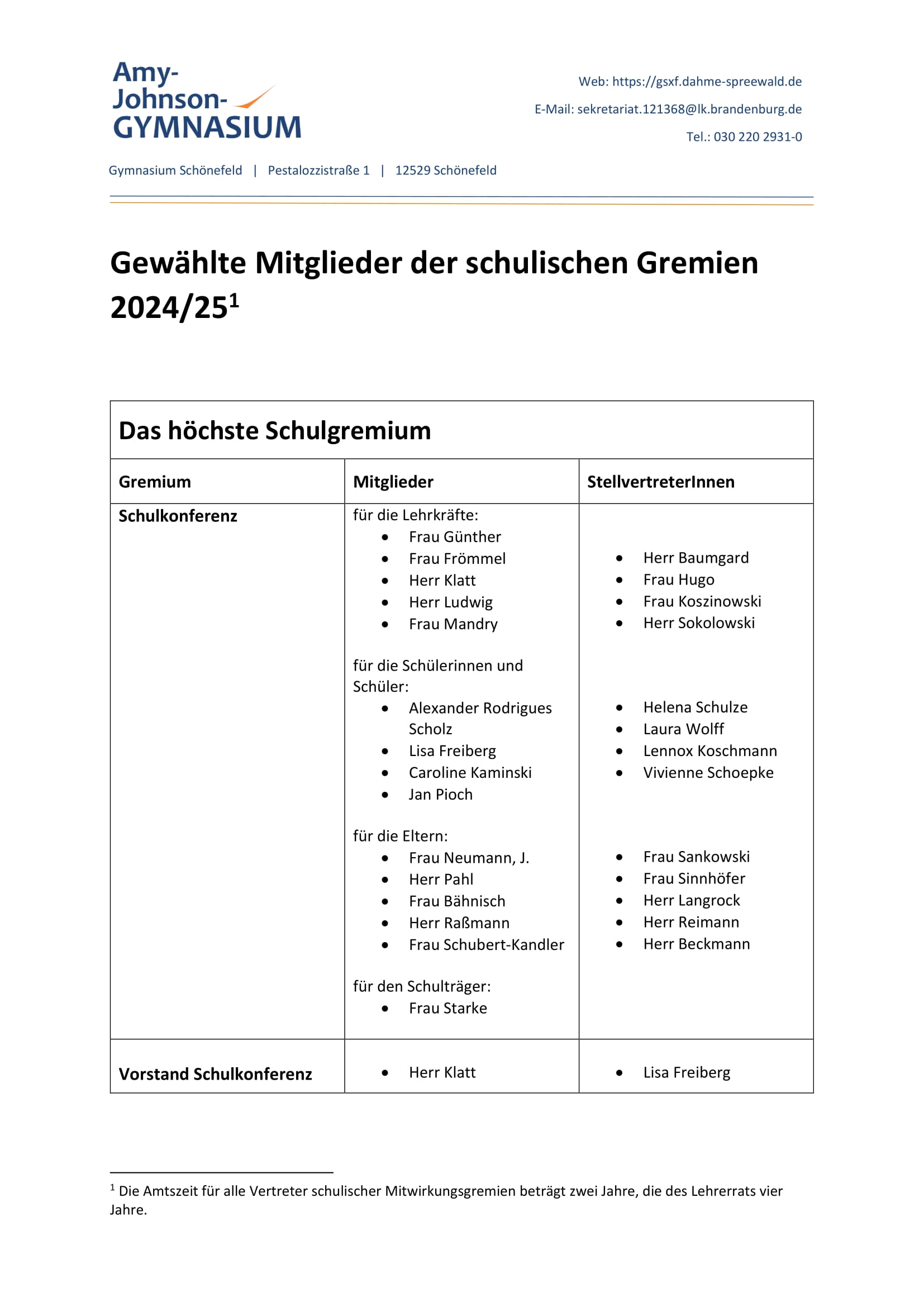 Gremien 2025 - Schulkonferenz - Jan 25